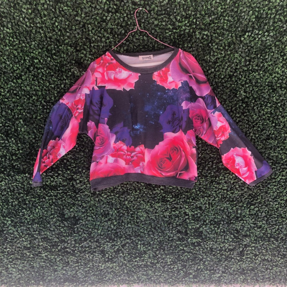 Galactic Floral cropped sweatshirt